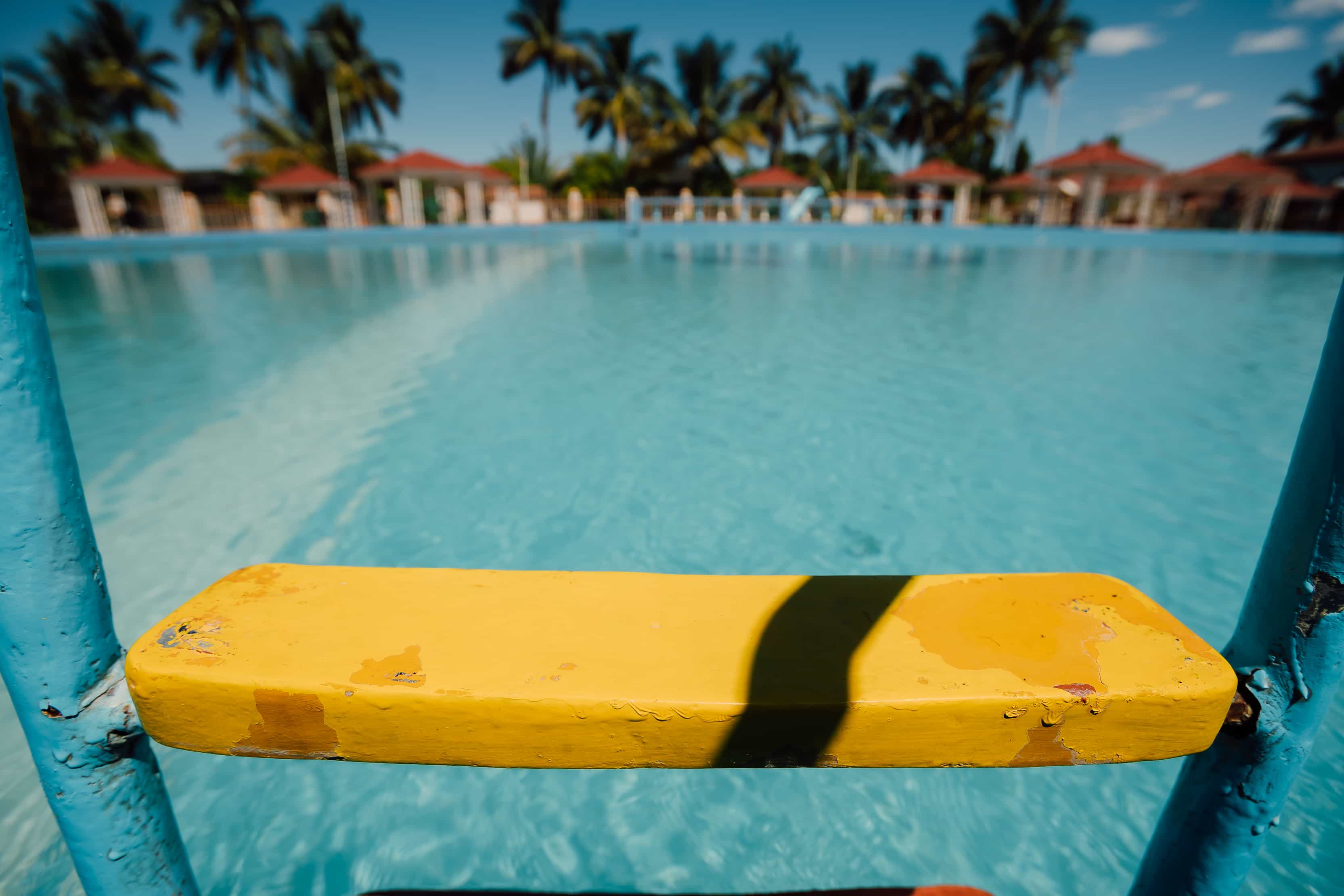 Close up of pool steps