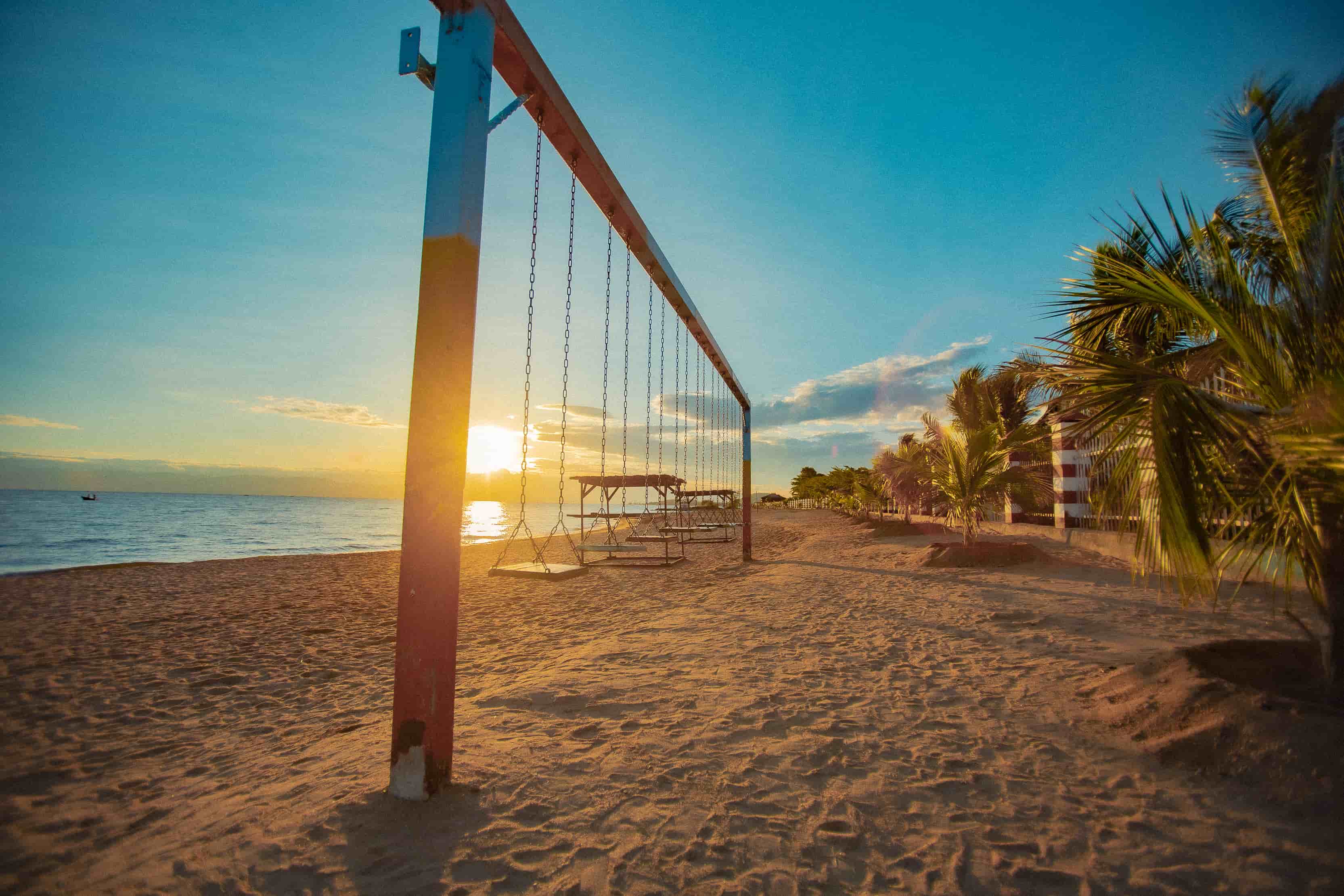 Swings on a beach
