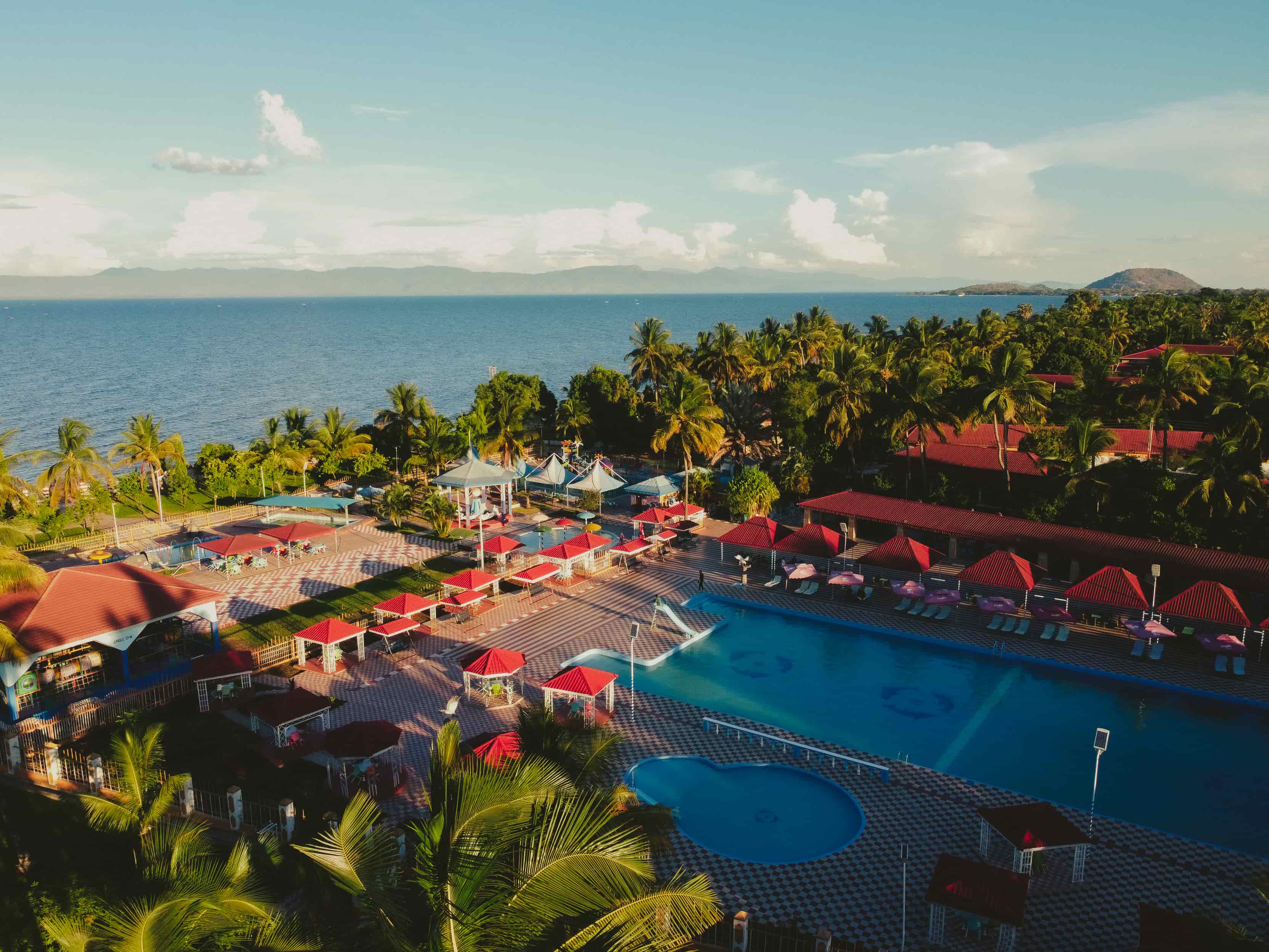 Drone view of pool area
