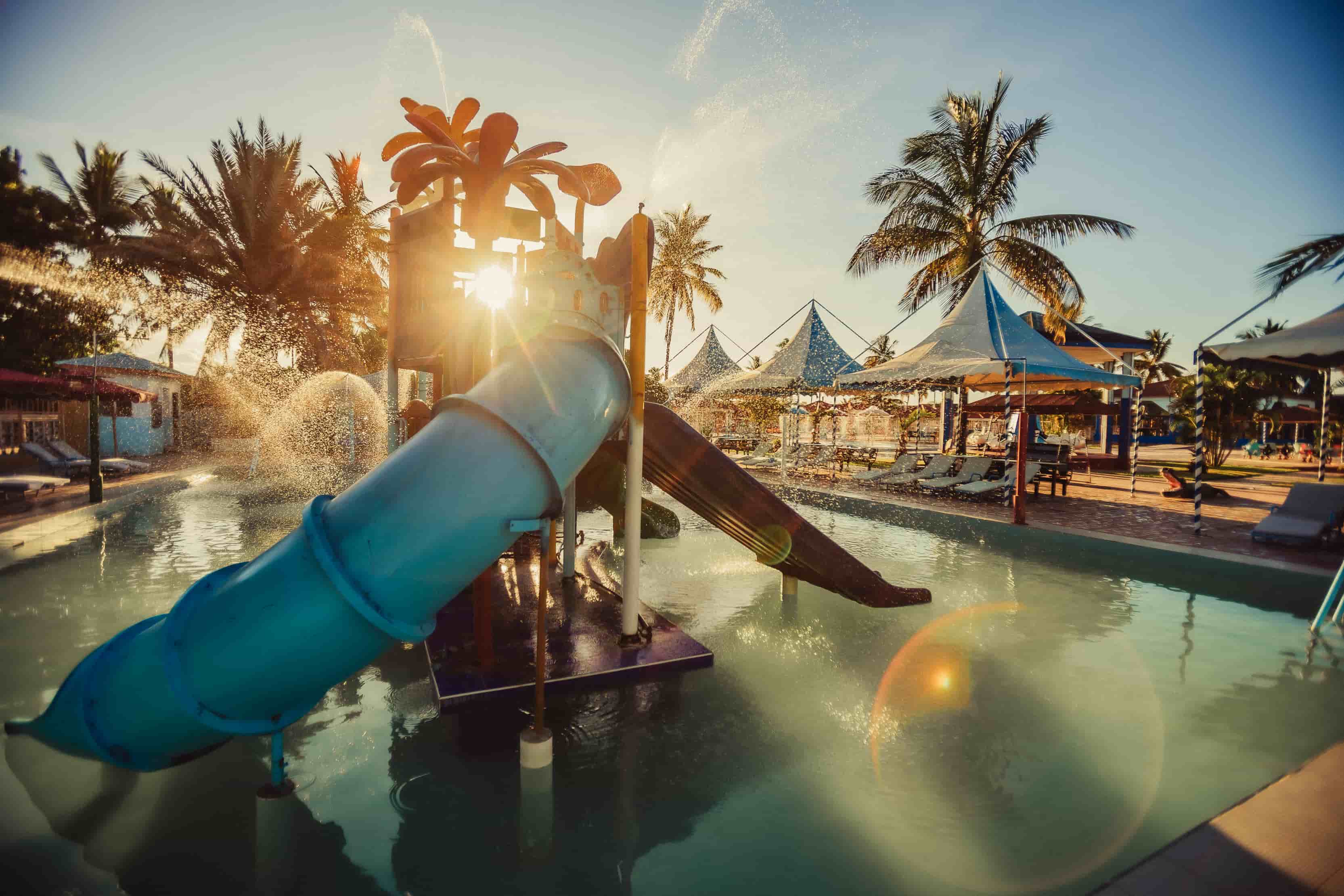 Close up of water park in kids pool